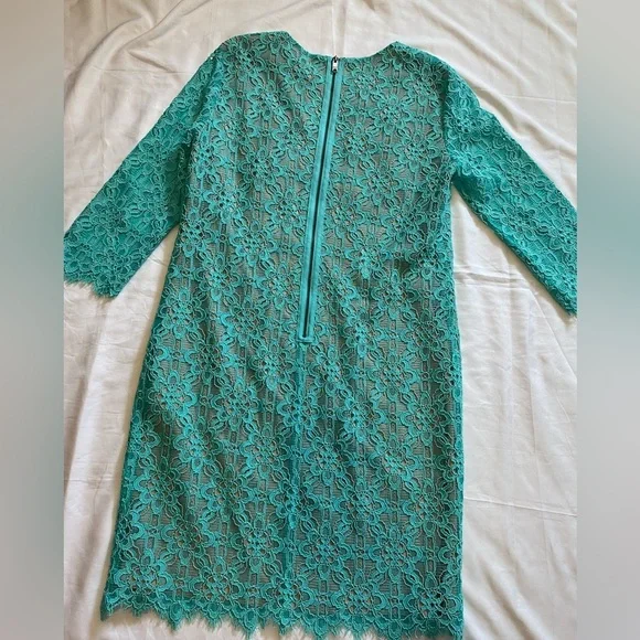 DKNY Women Lace Dress | Aqua | Size 4 | Like New | 3/4 Sleeves - Picture 3 of 11